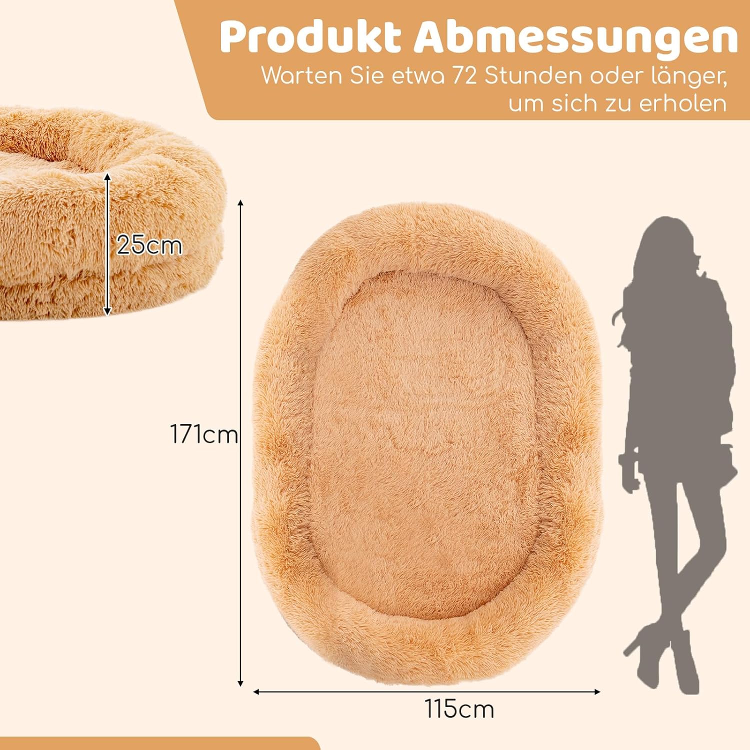 Hundebett riesig mit Kissen & Decke, Haustierbett orthopädisch flauschig waschbar